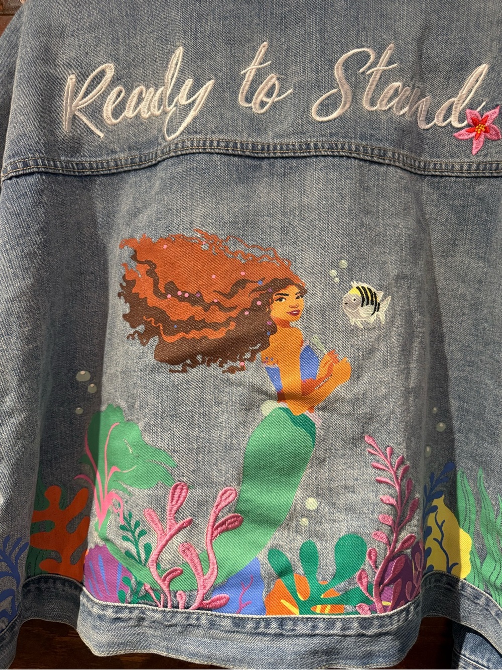 Disney Blue Denim The Little Mermaid Jacket with Bright Underwater Embroidery - Picture 8 of 9